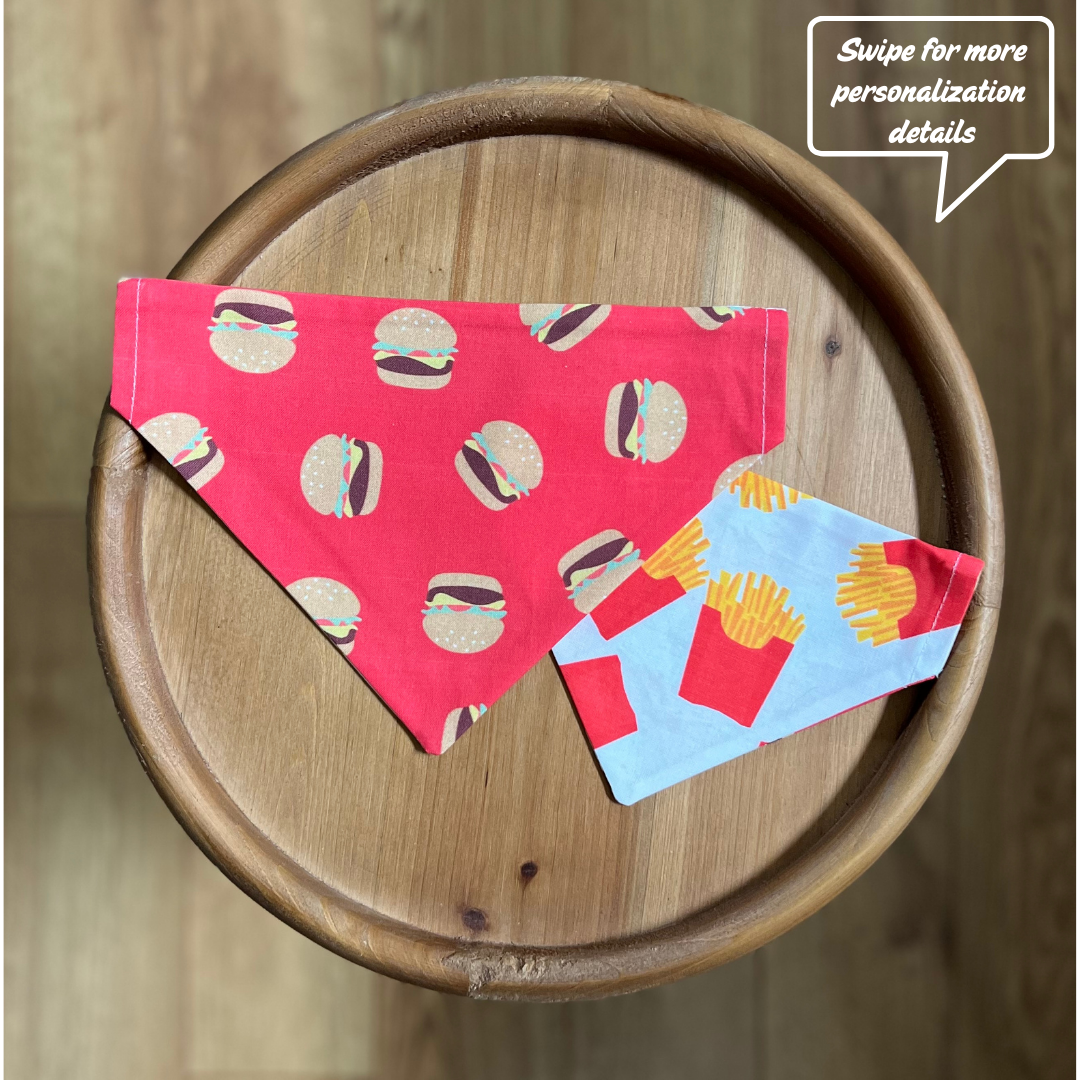 Burger N' Fries / LAST CHANCE / Reversible / Over-the-Collar / Pet Bandana