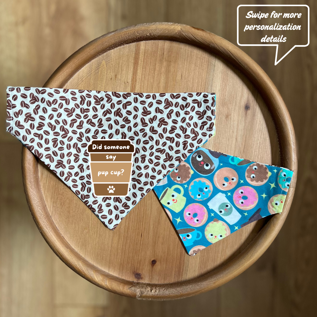 Coffee Canine / LAST CHANCE / Reversible / Over-the-Collar / Pet Bandana