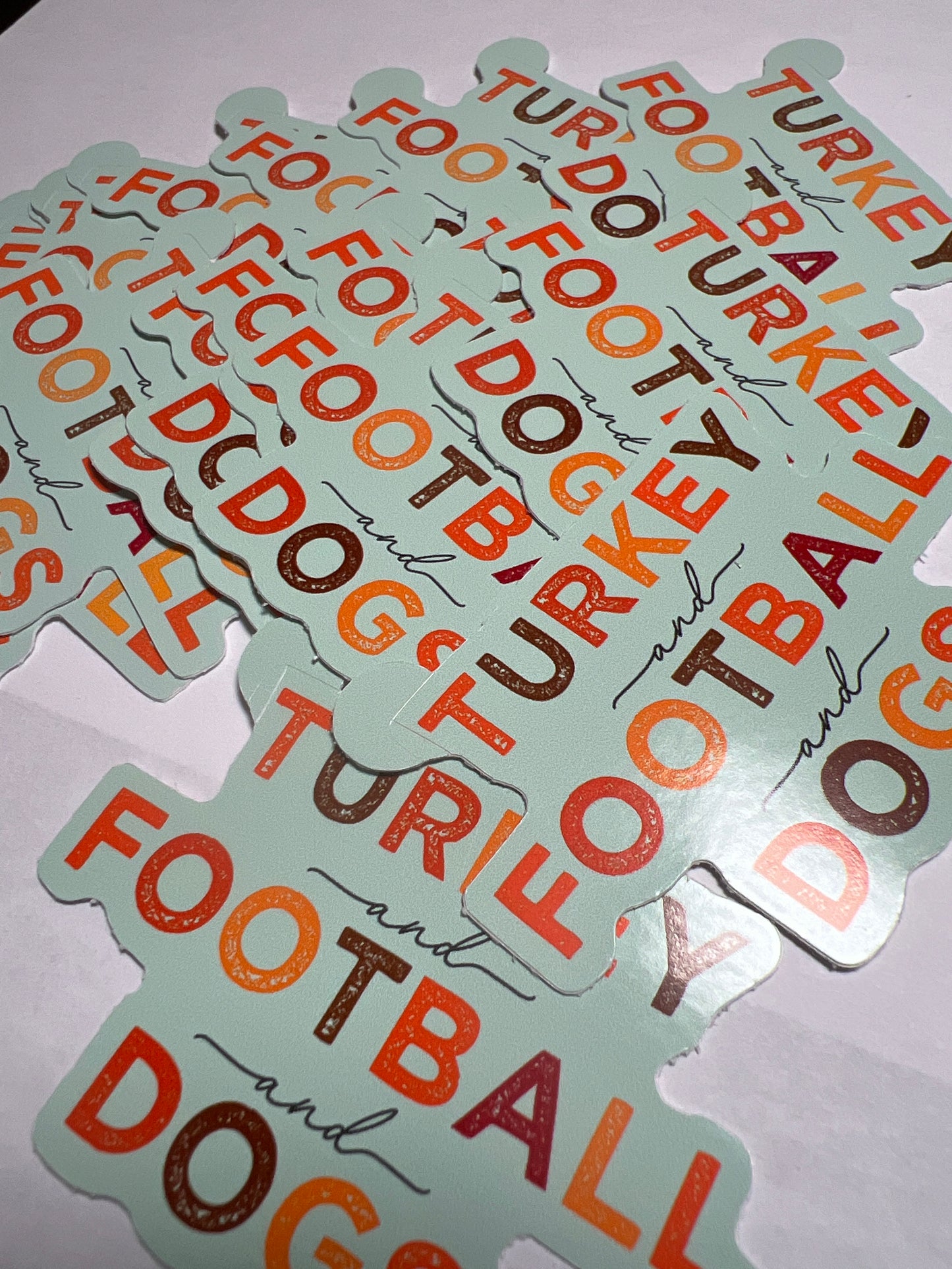Turkey, Football, and Dogs Vinyl Sticker