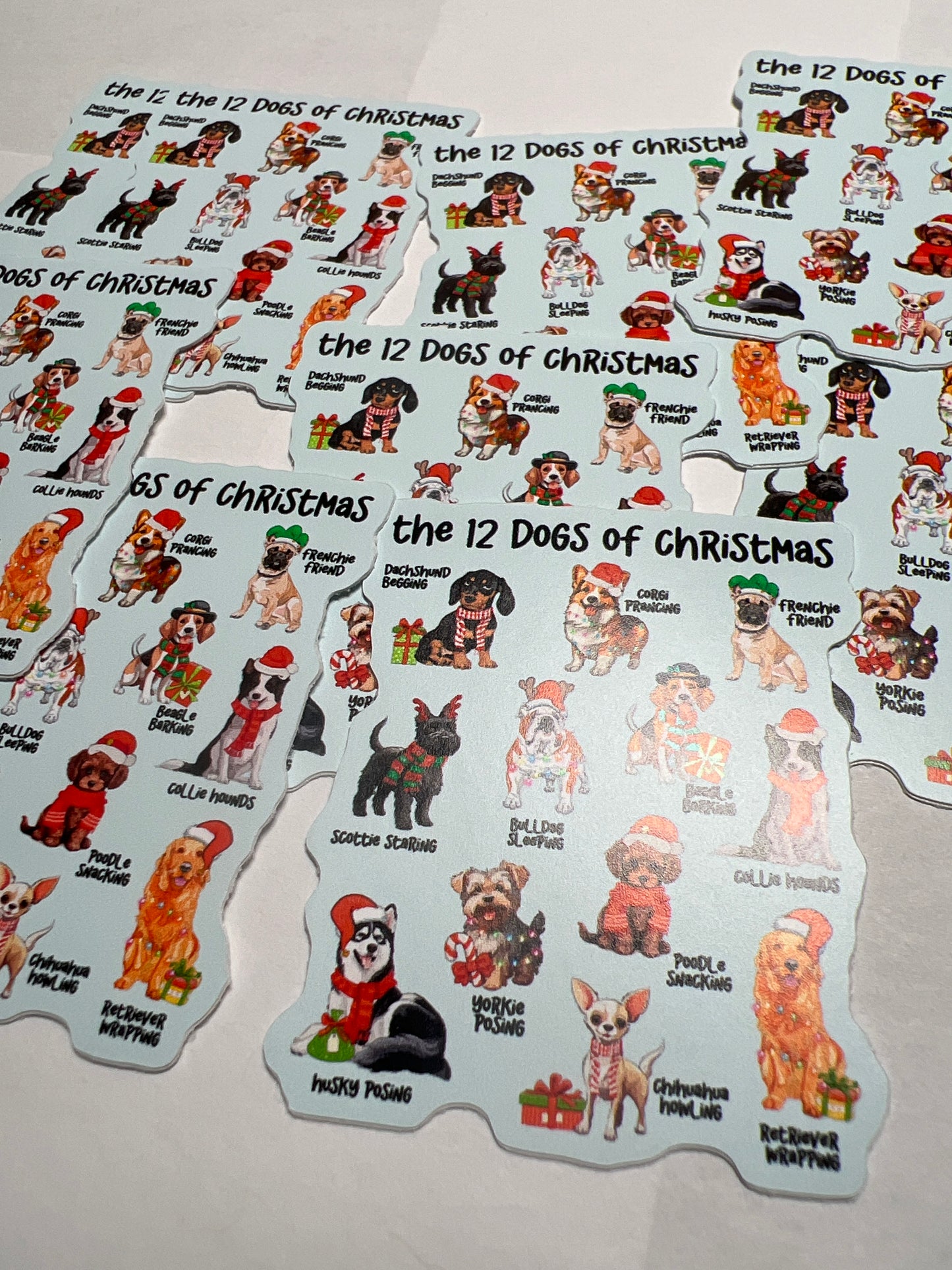 12 Dogs of Christmas Vinyl Sticker