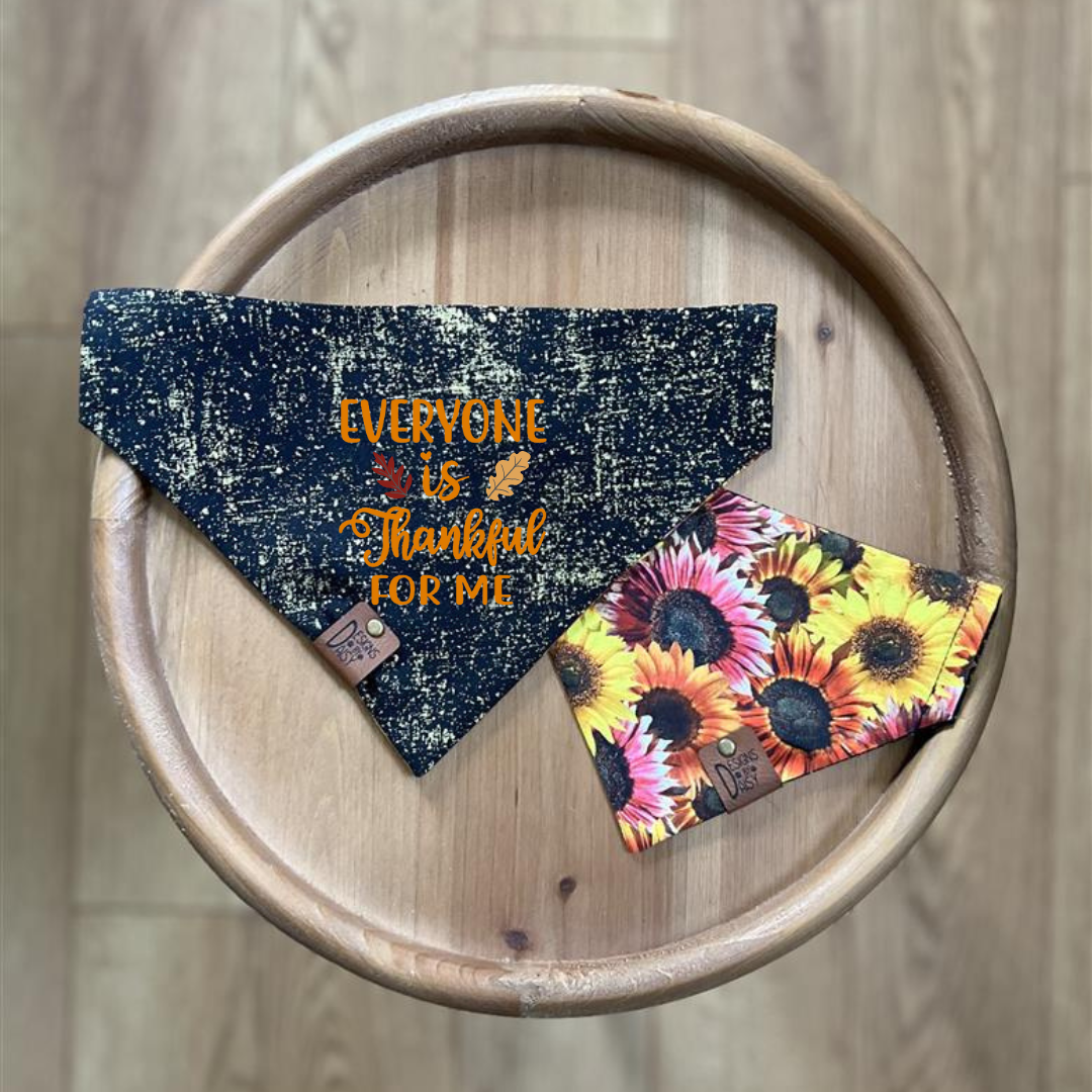 Pink Sunflowers and Dogs / Reversible / Over-the-Collar / Pet Bandana