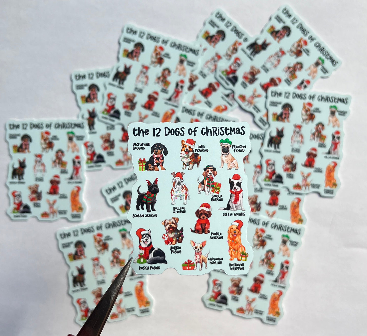 12 Dogs of Christmas Vinyl Sticker