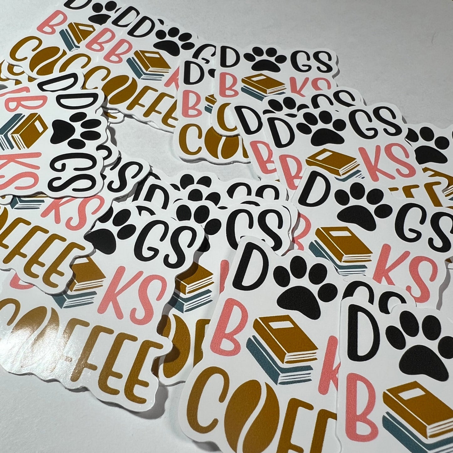 Dogs Books Coffee Vinyl Sticker