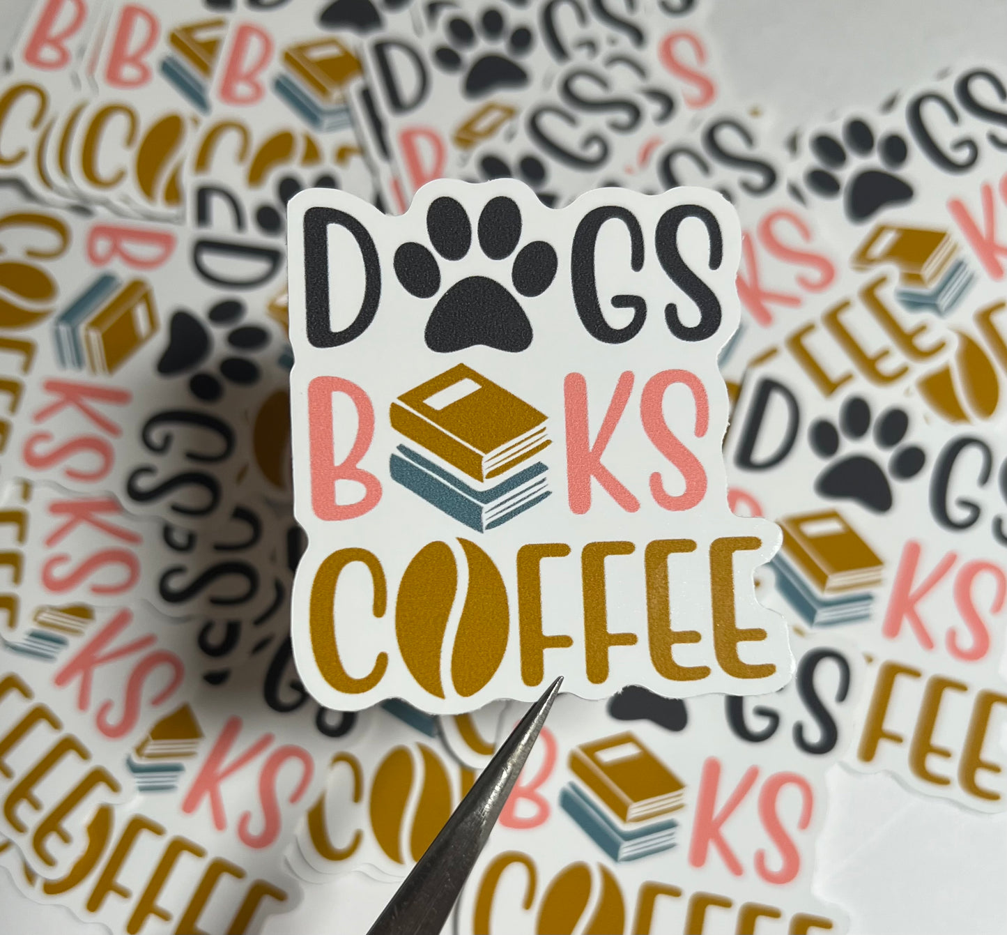 Dogs Books Coffee Vinyl Sticker