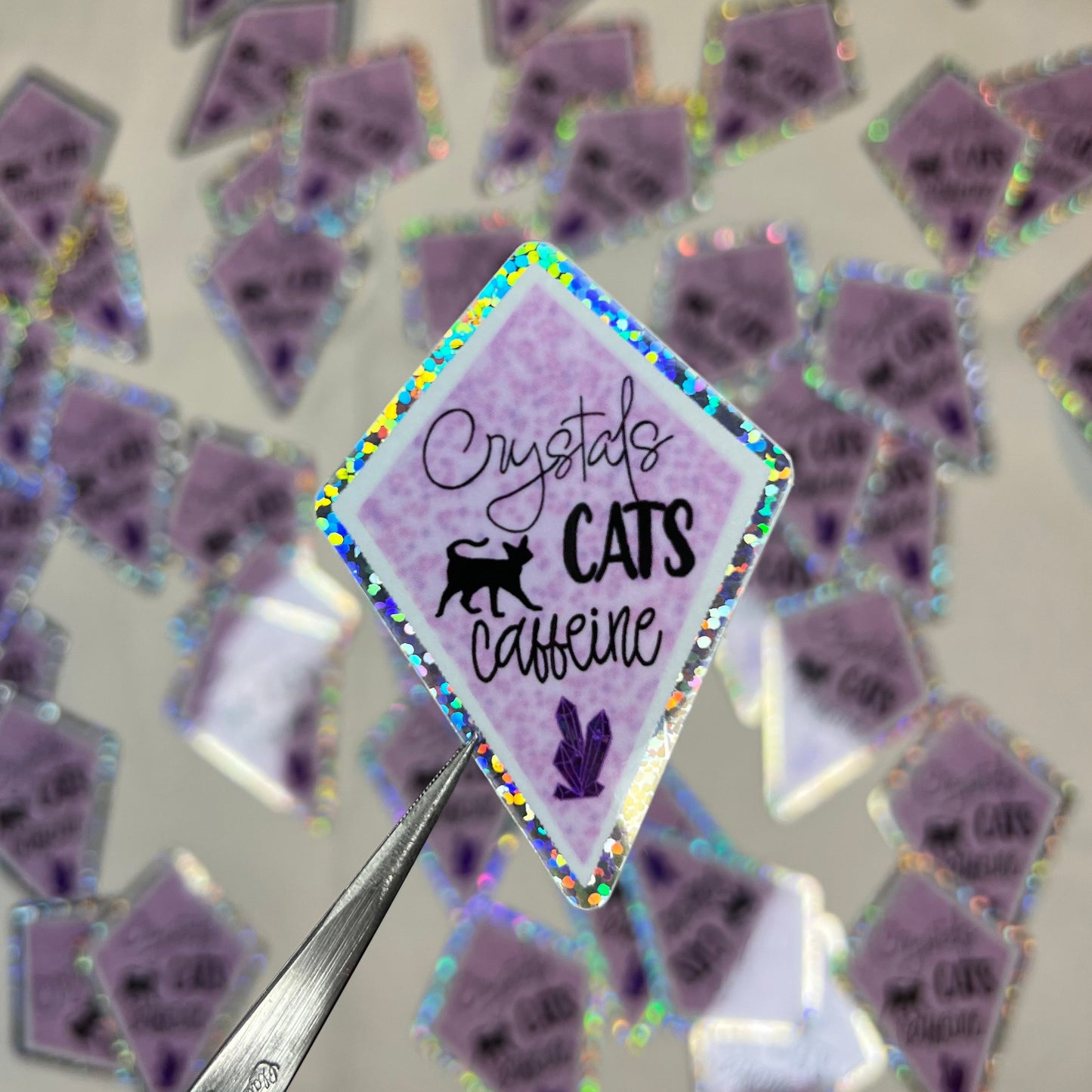 Crystals Cats Caffeine Vinyl Sticker