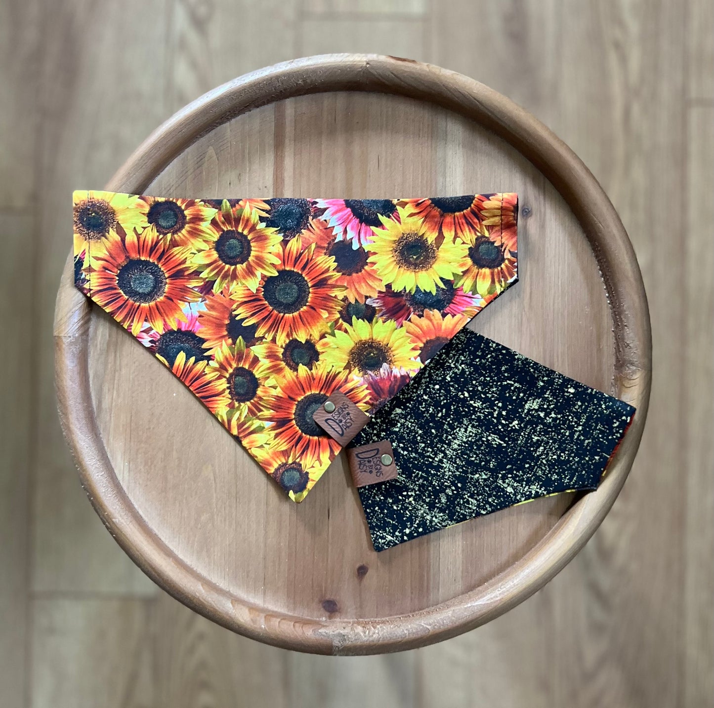 Pink Sunflowers and Dogs / Reversible / Over-the-Collar / Pet Bandana