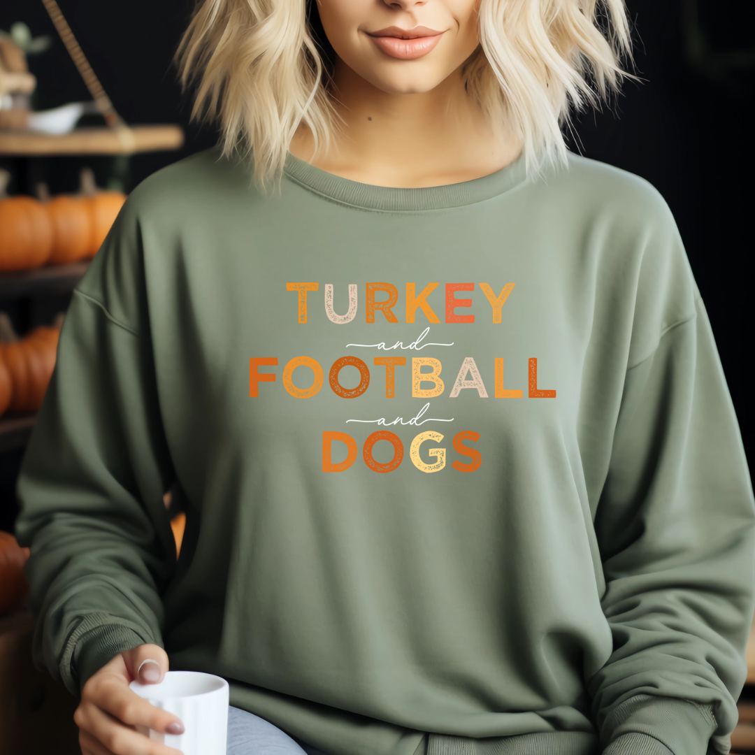 Turkey, Football, and Dogs Crewneck / Unisex / Hanes