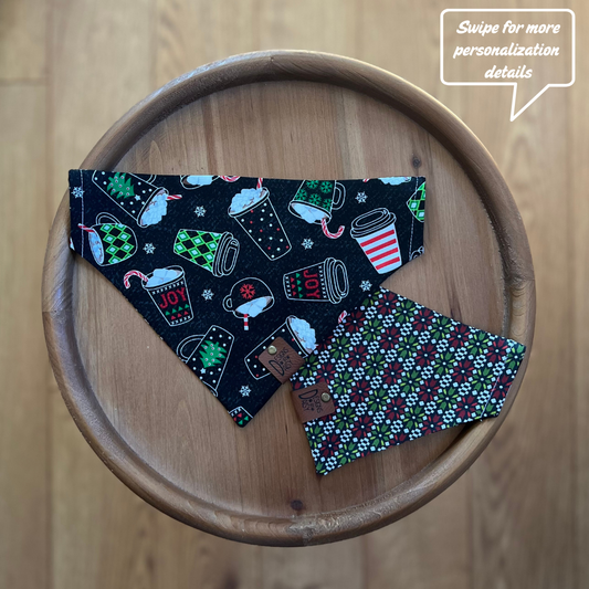 Hot Cocoa Mix / LAST CHANCE / Reversible / Over-the-Collar / Pet Bandana