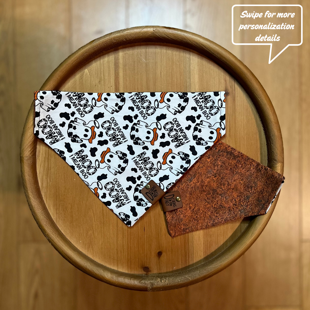 Moo I Mean Boo / LAST CHANCE / Reversible / Over-the-Collar / Pet Bandana