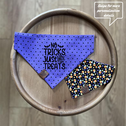 No Tricks Just Treats / LAST CHANCE / Reversible / Over-the-Collar / Pet Bandana