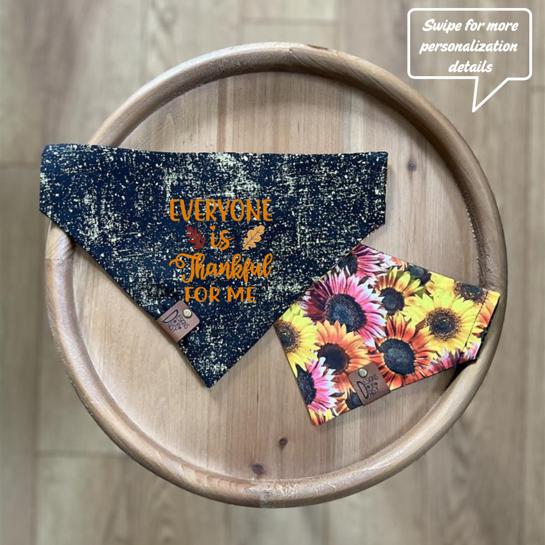 Pink Sunflowers and Dogs / Reversible / Over-the-Collar / Pet Bandana