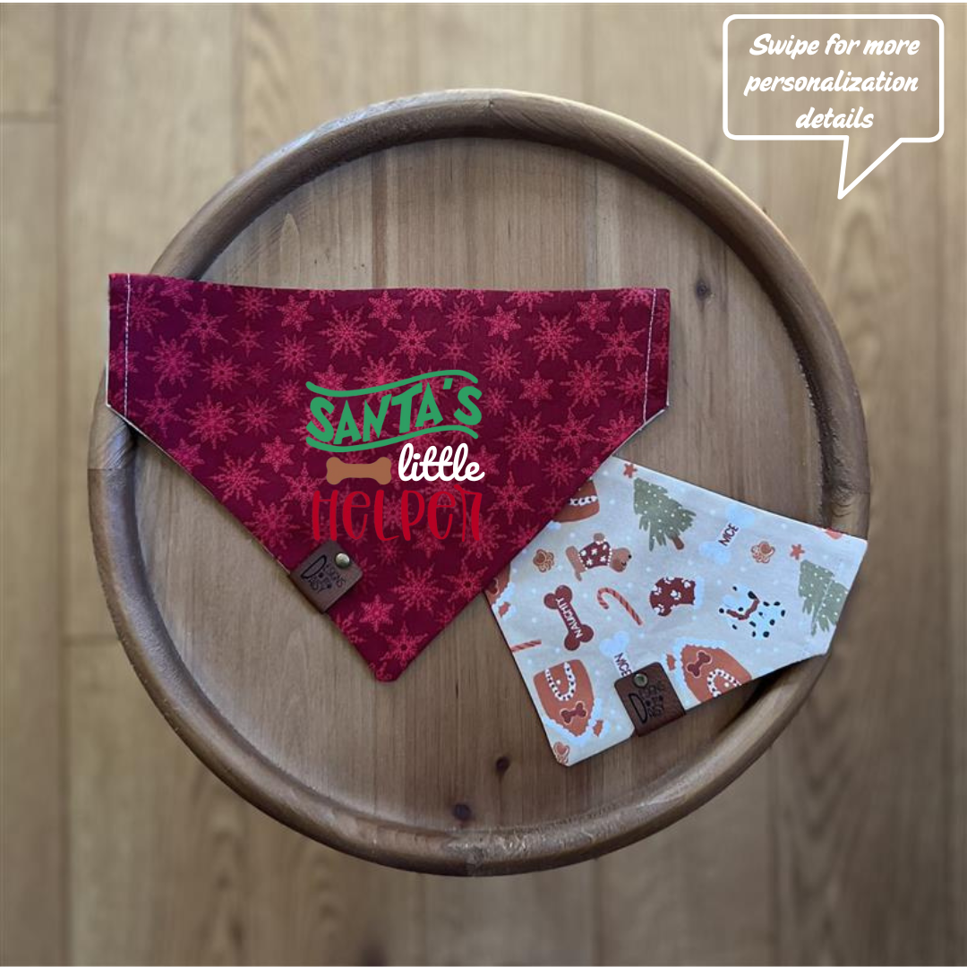 Santa's Little Helper / LAST CHANCE / Reversible / Over-the-Collar / Pet Bandana / CLEARANCE