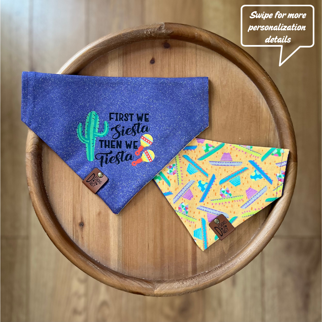 Siesta Then Fiesta / Reversible / Over-the-Collar / Pet Bandana