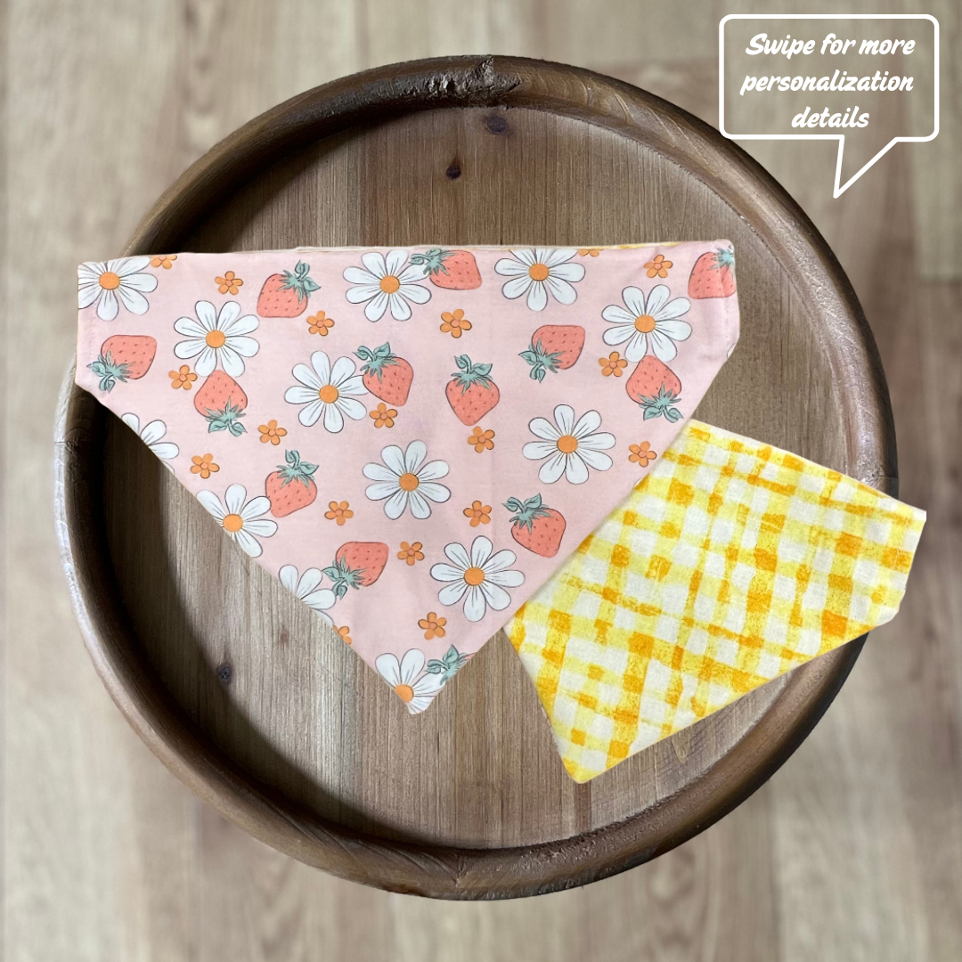 Strawberry Daisy / LAST CHANCE / Reversible / Over-the-Collar / Pet Bandana / CLEARANCE