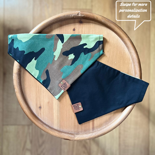 Green Camo / LAST CHANCE / Reversible / Over-the-Collar / Pet Bandana / CLEARANCE