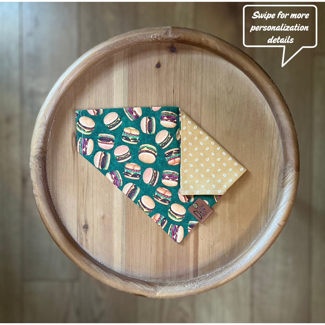 Tan Burger / LAST CHANCE / Reversible / Over-the-Collar / Pet Bandana / CLEARANCE