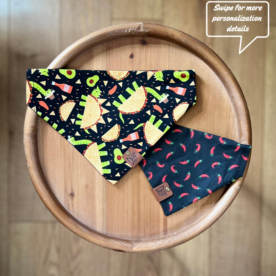 Tacosaurus / LAST CHANCE / Reversible / Over-the-Collar / Pet Bandana