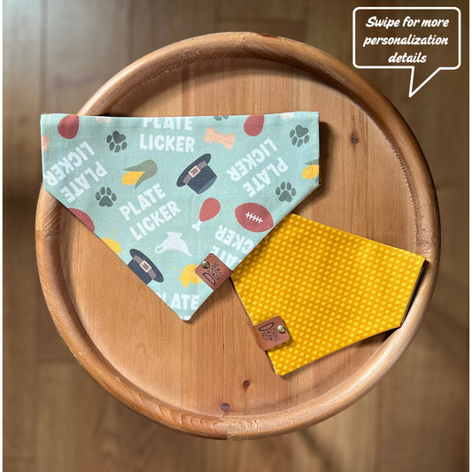 Turkey Plate Licker / LAST CHANCE / Reversible / Over-the-Collar / Pet Bandana