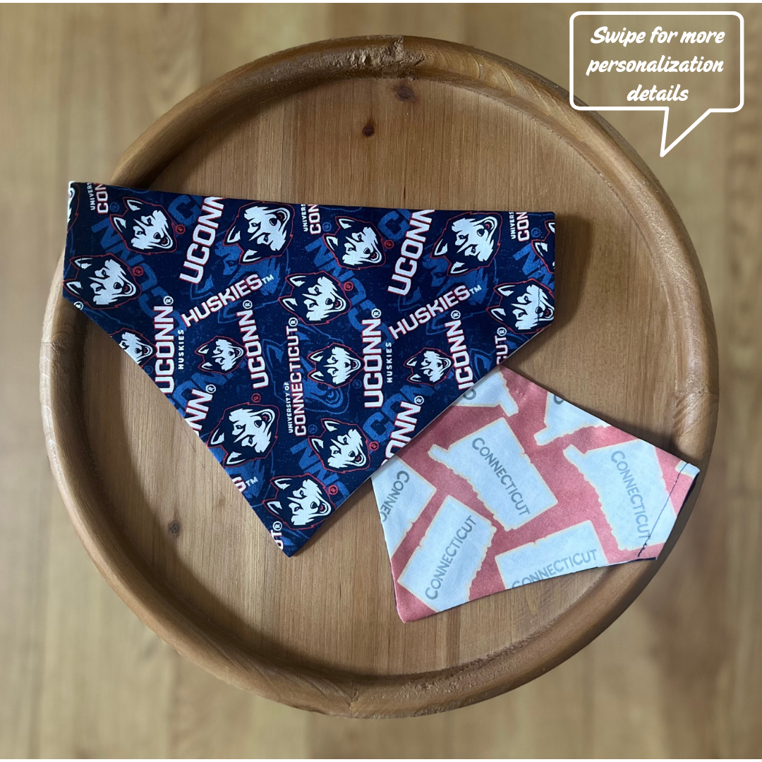 UConn Huskies / LAST CHANCE / Reversible / Over-the-Collar / Pet Bandana / CLEARANCE