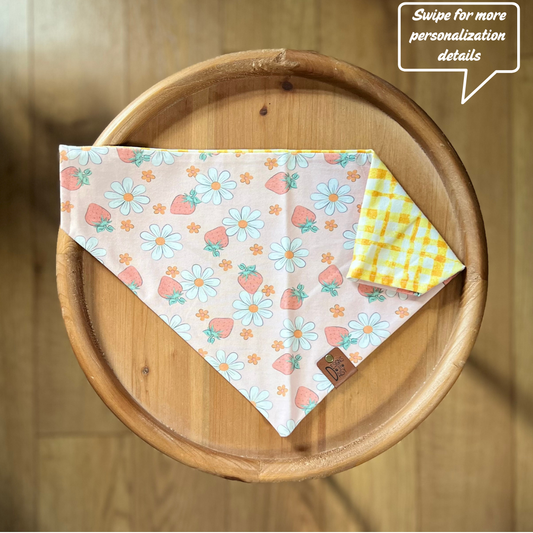 Strawberry Daisy / LAST CHANCE / Reversible / Over-the-Collar / Pet Bandana / CLEARANCE