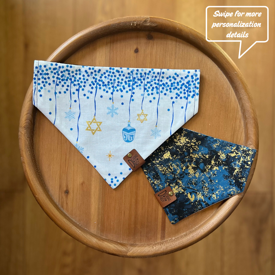 Hanukkah Cheer / Reversible / Over-the-Collar / Pet Bandana