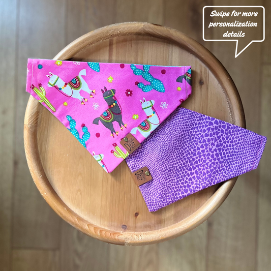 Purple Llama Drama / LAST CHANCE / Reversible / Over-the-Collar / Pet Bandana / CLEARANCE