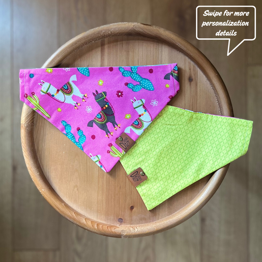 Yellow Llama Drama / LAST CHANCE / Reversible / Over-the-Collar / Pet Bandana / CLEARANCE