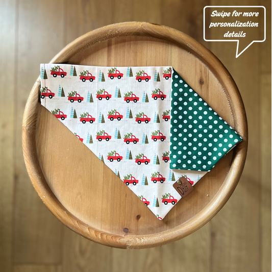 Christmas Trucks / LAST CHANCE / Reversible / Over-the-Collar / Pet Bandana / CLEARANCE