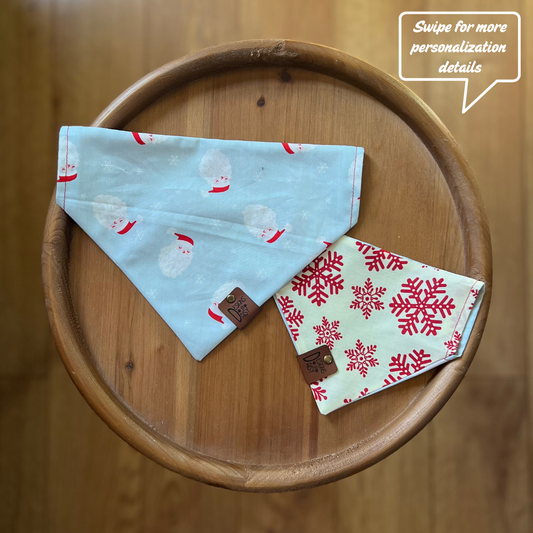 Snowy Santa / Reversible / Over-the-Collar / Pet Bandana