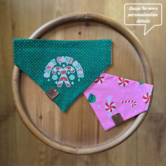 Candy Cane Cutie / Reversible / Over-the-Collar / Pet Bandana
