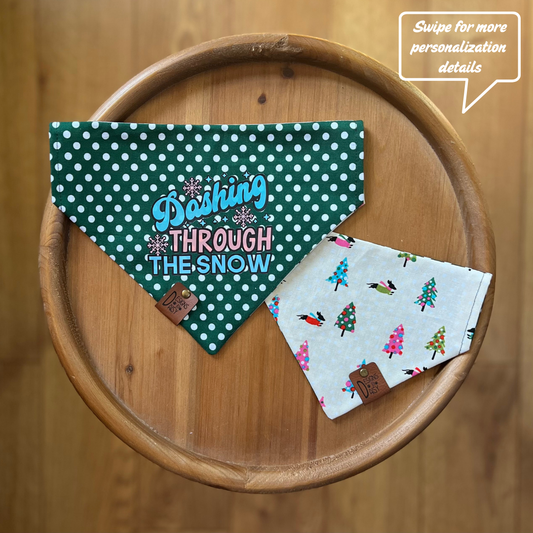 Dashing Through The Snow / LAST CHANCE / Reversible / Over-the-Collar / Pet Bandana