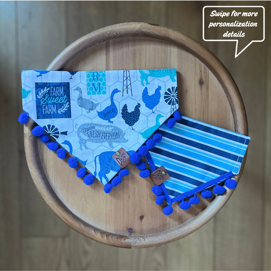 Farm Blues / Reversible / Over-the-Collar / Pet Bandana