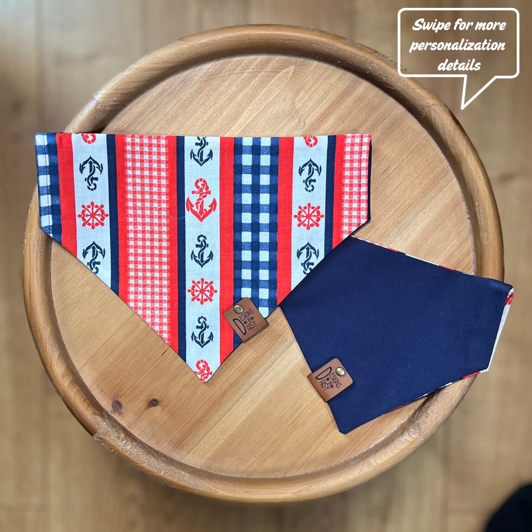 Anchors Away / Reversible / Over-the-Collar / Pet Bandana