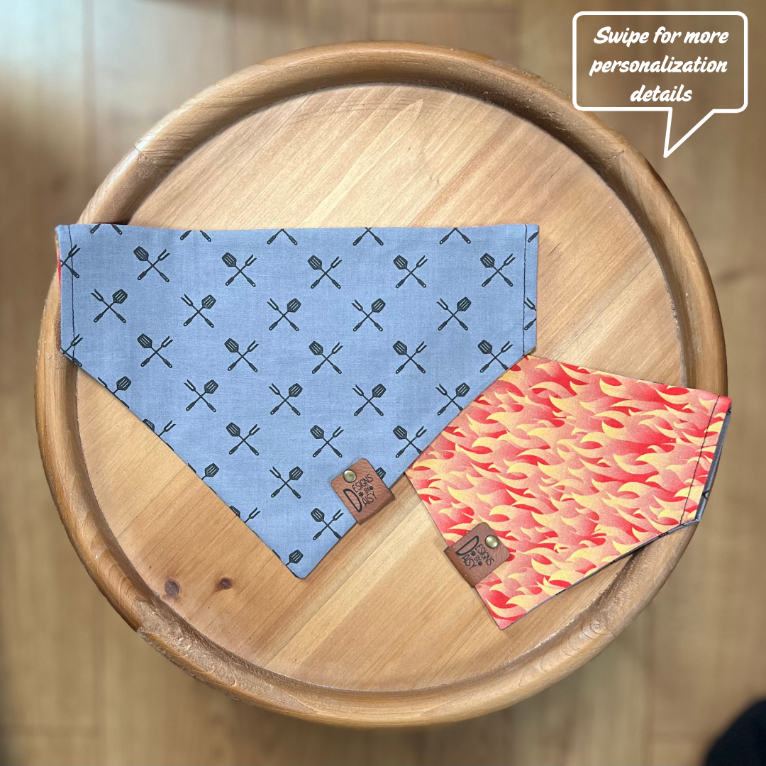 BBQ Flames / Reversible / Over-the-Collar / Pet Bandana