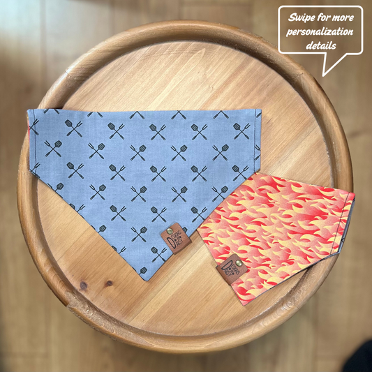 BBQ Flames / Reversible / Over-the-Collar / Pet Bandana