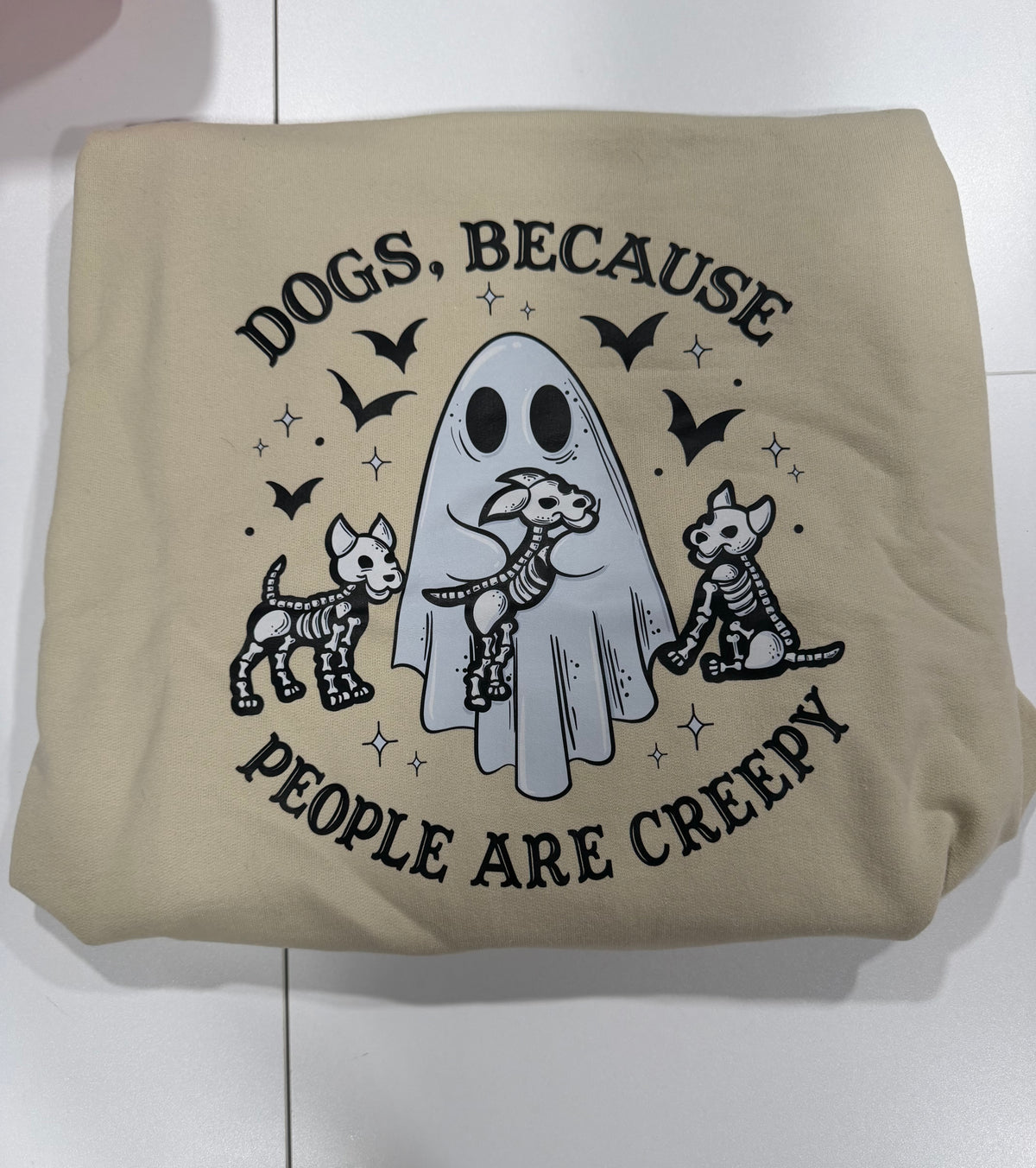 Dogs Because People are Creepy Tan Crewneck