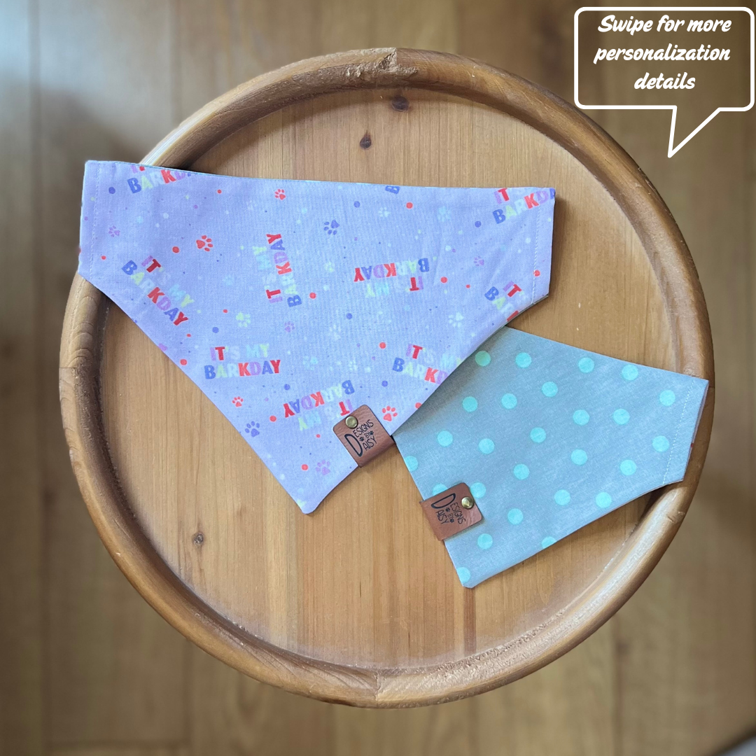 Birthday Pup Purple / Reversible / Over-the-Collar / Pet Bandana