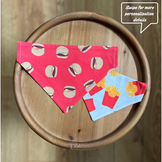 Burger N' Fries / LAST CHANCE / Reversible / Over-the-Collar / Pet Bandana