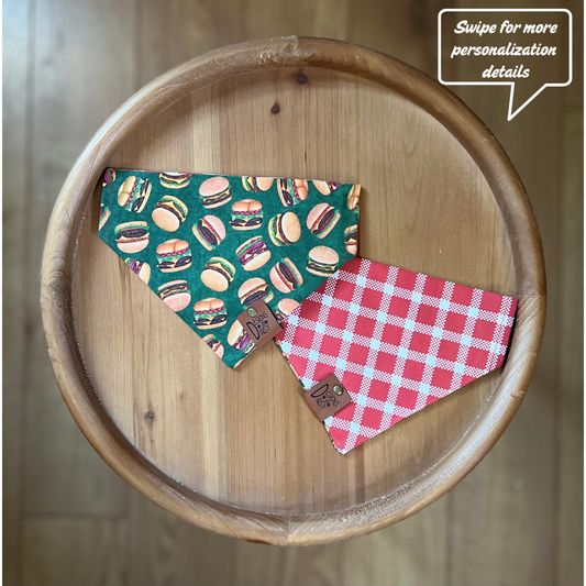 Burger Picnic / LAST CHANCE / Reversible / Over-the-Collar / Pet Bandana / CLEARANCE