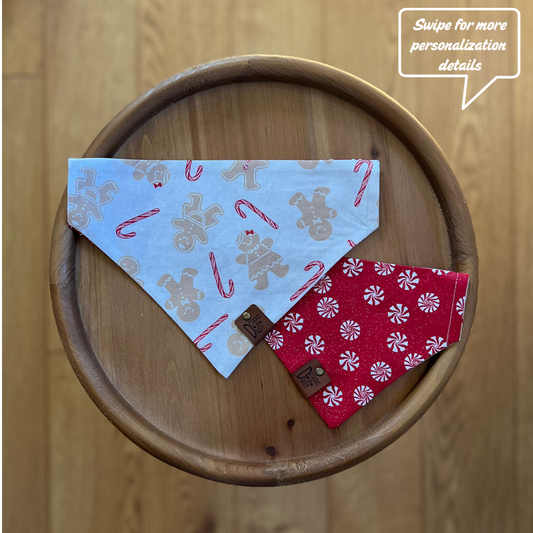Candy Cane Fields / LAST CHANCE / Reversible / Over-the-Collar / Pet Bandana / CLEARANCE