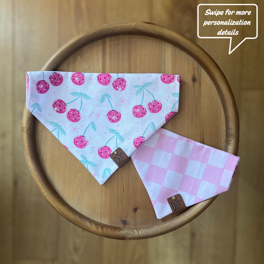 Checkers and Cherries / Reversible / Over-the-Collar / Pet Bandana