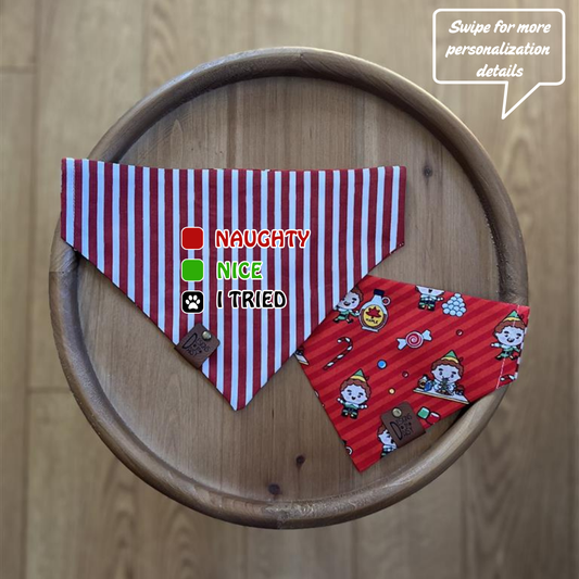 Christmas Buddy / LAST CHANCE / Reversible / Over-the-Collar / Pet Bandana
