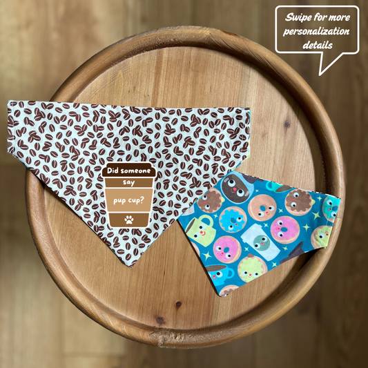 Coffee Canine / LAST CHANCE / Reversible / Over-the-Collar / Pet Bandana