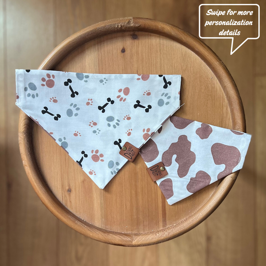 Cow Paws / LAST CHANCE / Reversible / Over-the-Collar / Pet Bandana / CLEARANCE