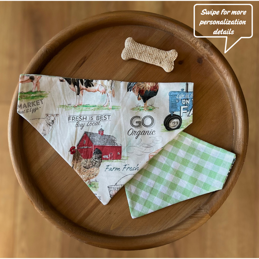Farm Life / Reversible / Over-the-Collar / Pet Bandana