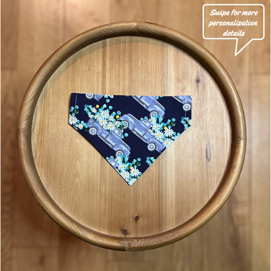 Floral Truck / LAST CHANCE / Reversible / Over-the-Collar / Pet Bandana / CLEARANCE