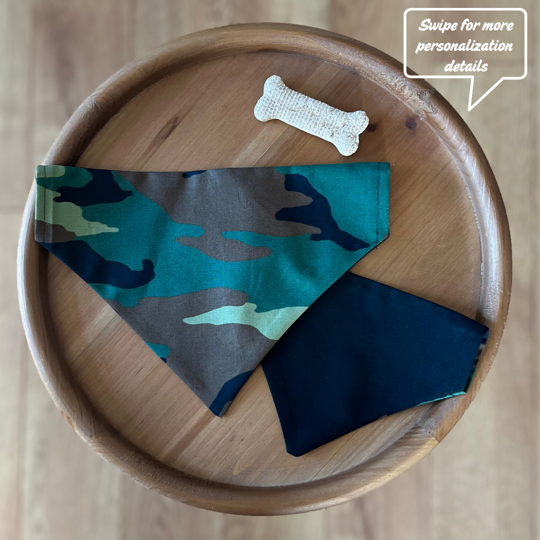Green Camo / LAST CHANCE / Reversible / Over-the-Collar / Pet Bandana