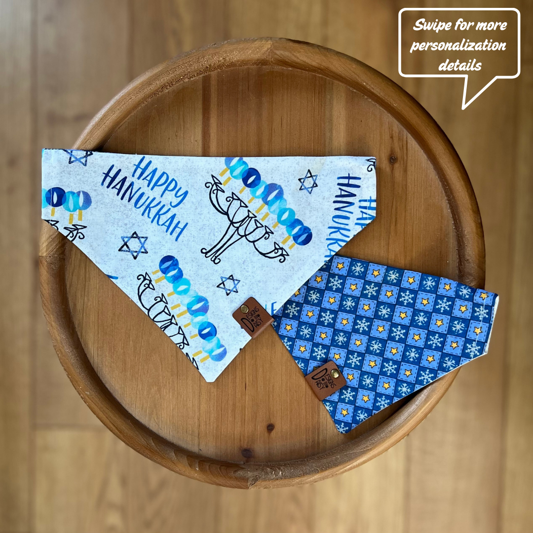Happy Hanukkah / LAST CHANCE / Reversible / Over-the-Collar / Pet Bandana / CLEARANCE