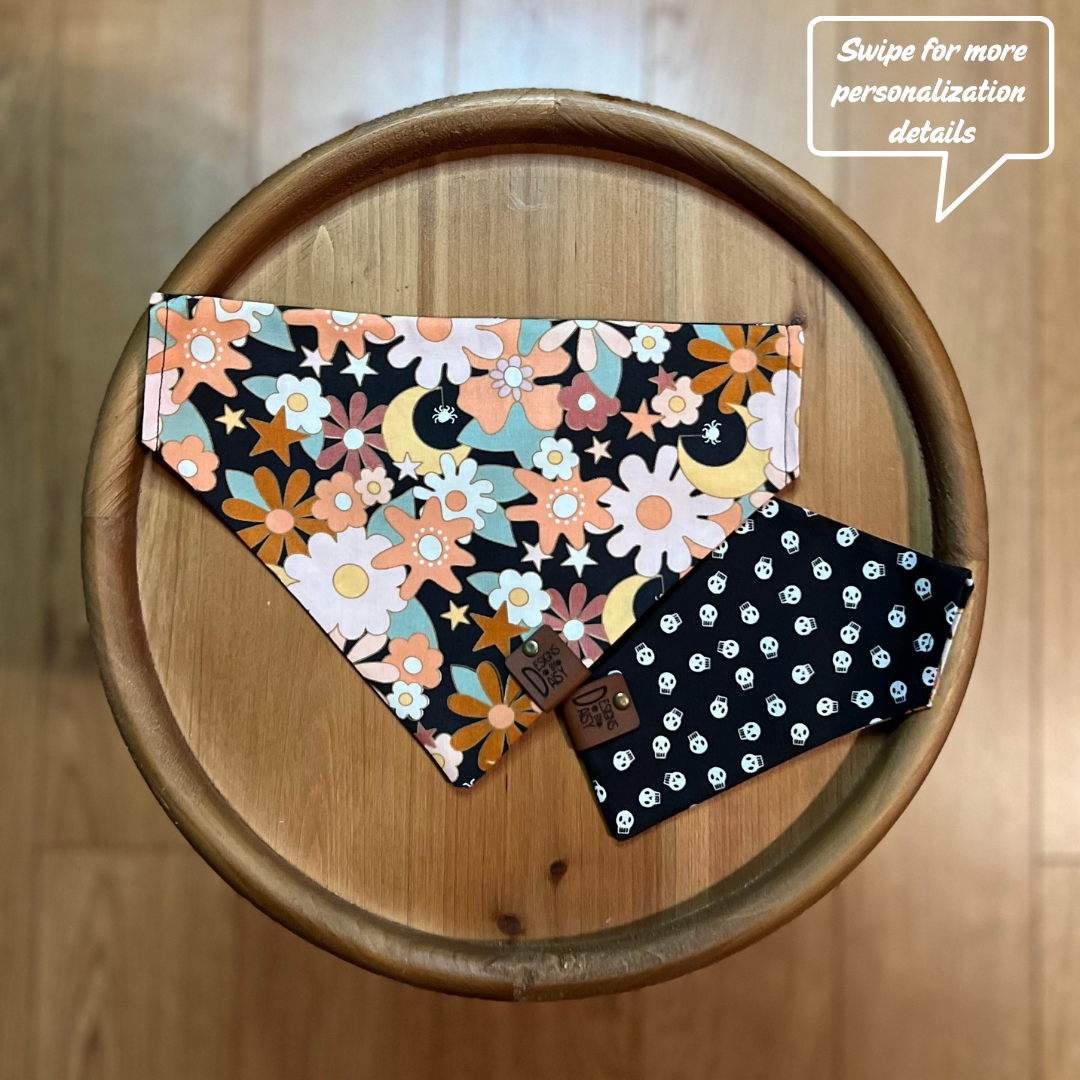 Hippie Halloween / LAST CHANCE / Reversible / Over-the-Collar / Pet Bandana