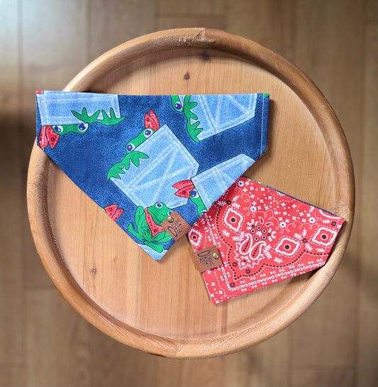 Bandit Bullfrog / LAST CHANCE / Reversible / Over-the-Collar / Pet Bandana / CLEARANCE